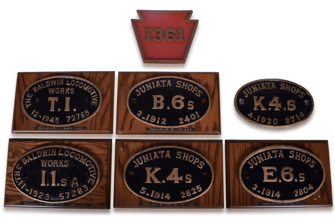 Six Pennsylvania Railroad Reproduction Builders Plates - K4s, B6s, E6s, and More (1 of 3)