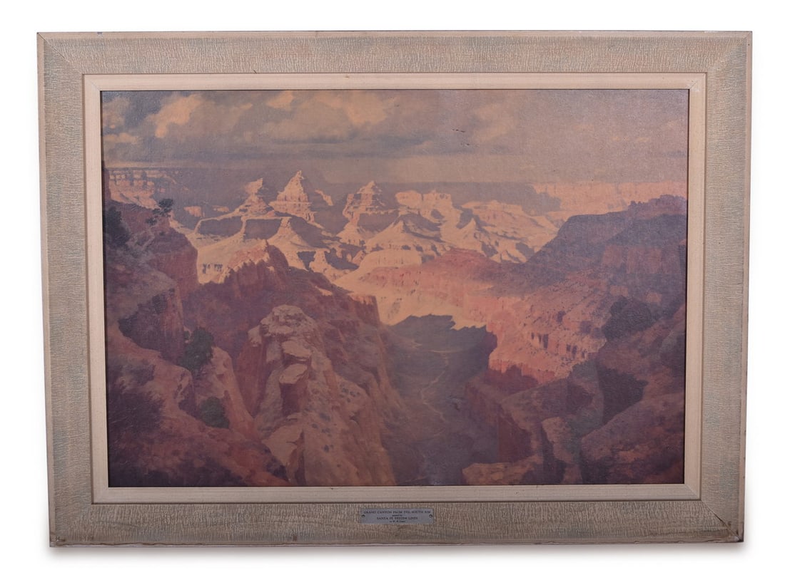 Santa Fe Railroad Framed Advertising Print - Grand Canyon from the South Rim by William R. Leigh (1 of 3)