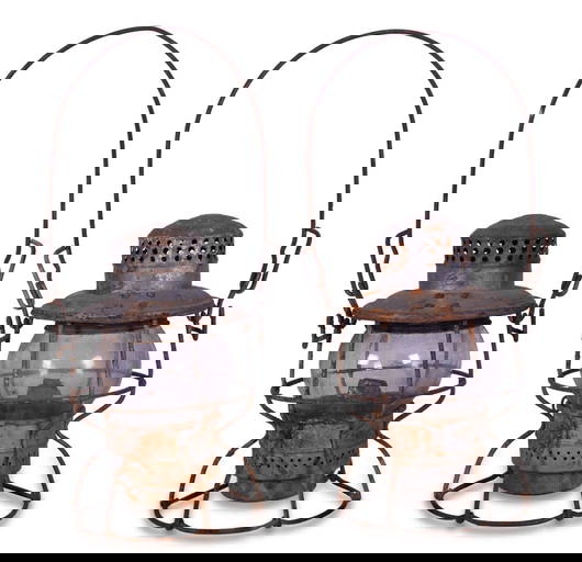 Pair Of Adlake Kero Penn Central Railroad Lanterns