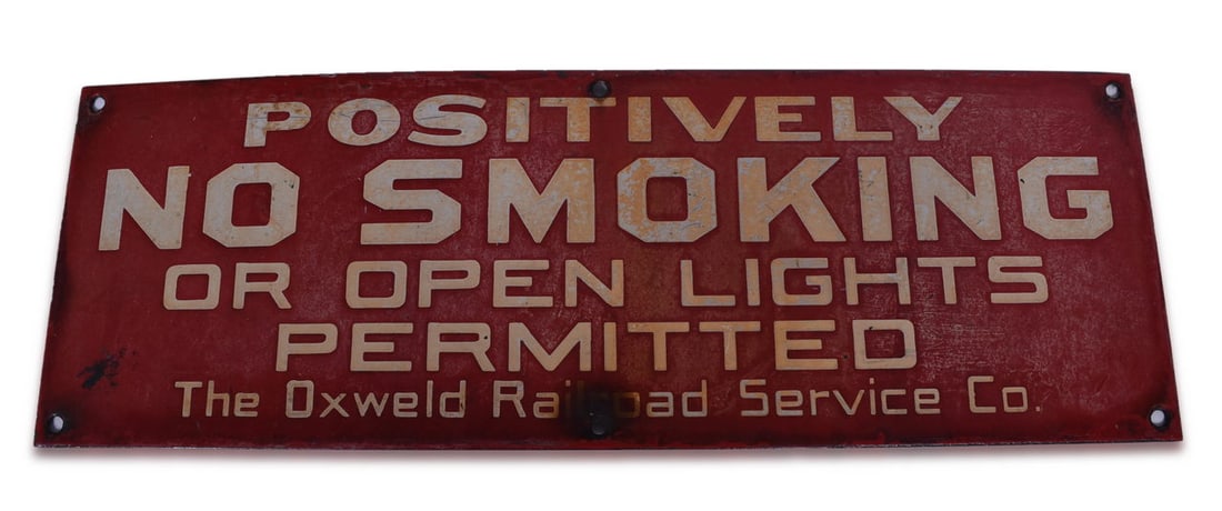 Oxweld Railroad Service Co. Porcelain No Smoking Sign (1 of 3)
