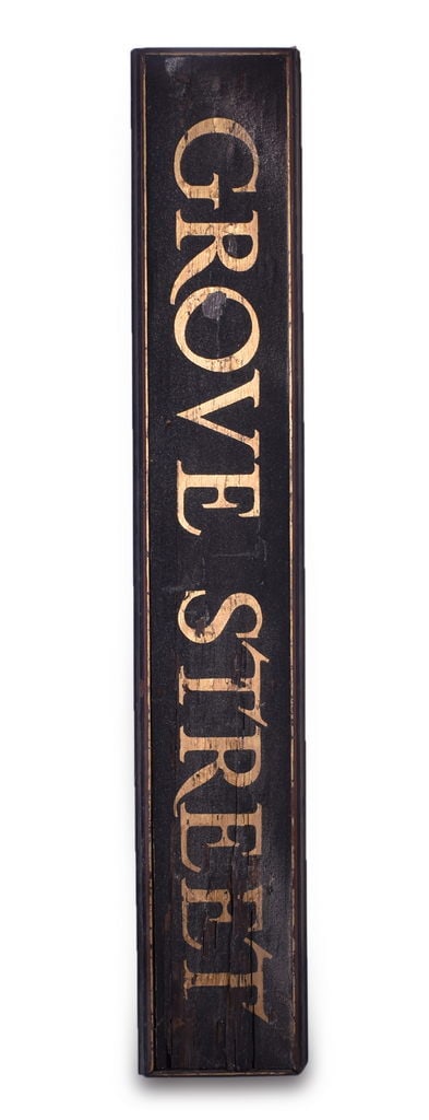 Delaware, Lackawanna & Western Railroad Wooden Grove Street Station Sign - New Jersey (1 of 4)