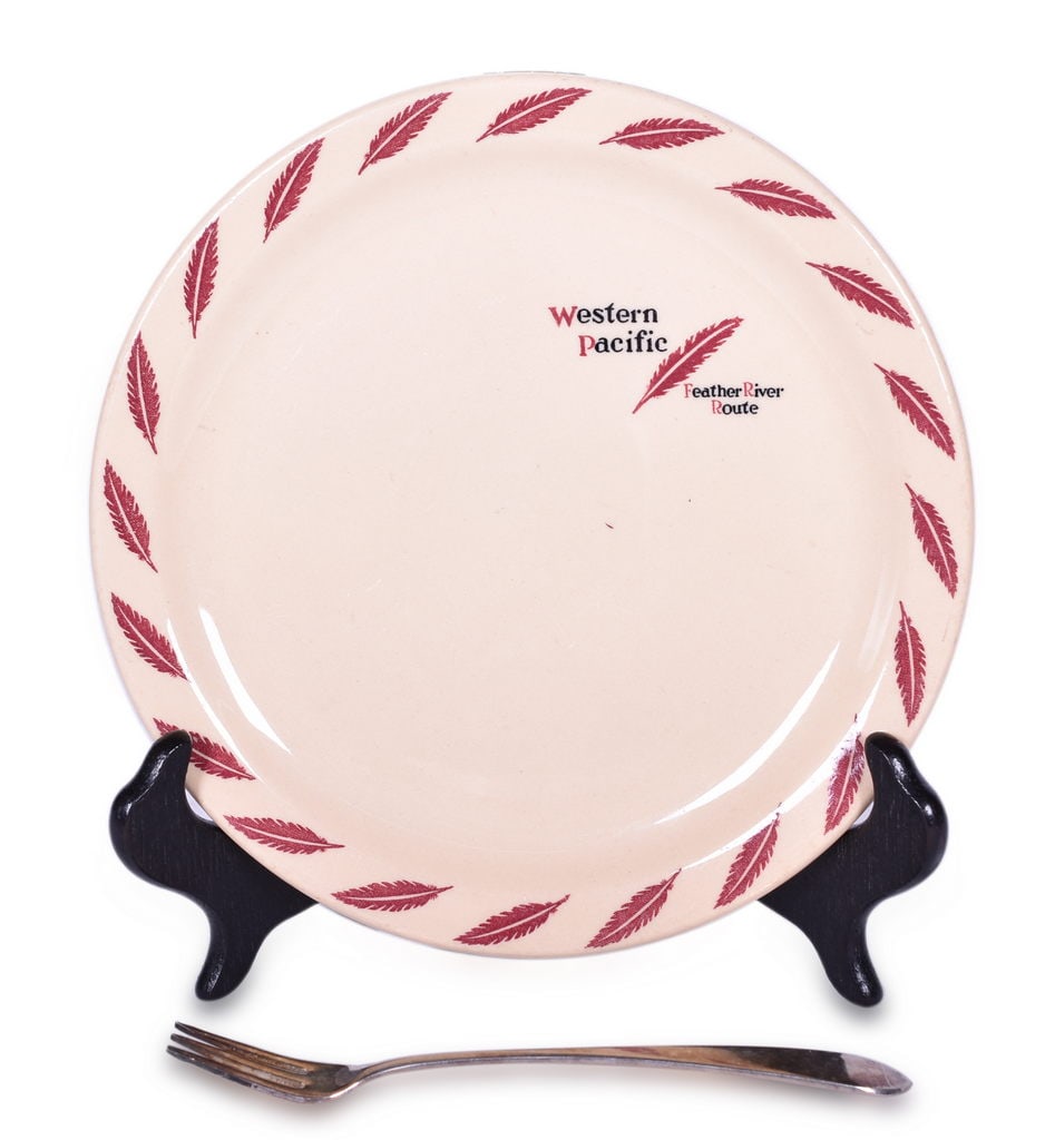 Western Pacific Railroad Feather River Route Plate and Silver Cocktail Fork (1 of 6)