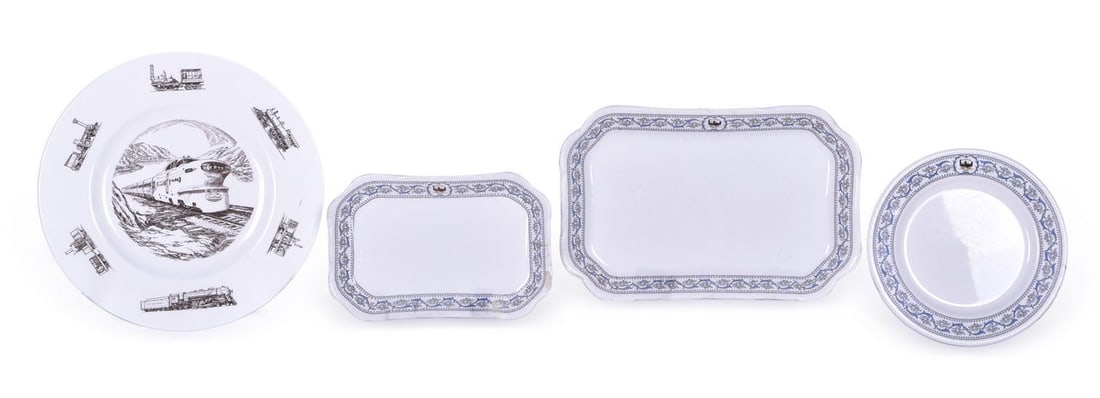 Four Pieces of New York Central Railroad China - Dewitt Clinton Platters, Plate, and GM Aerotrain (1 of 8)