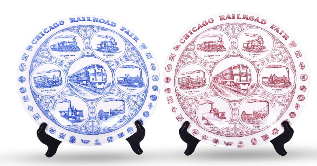 Pair of 1949 Chicago Railroad Fair One Hundredth Anniversary Plates (1 of 5)