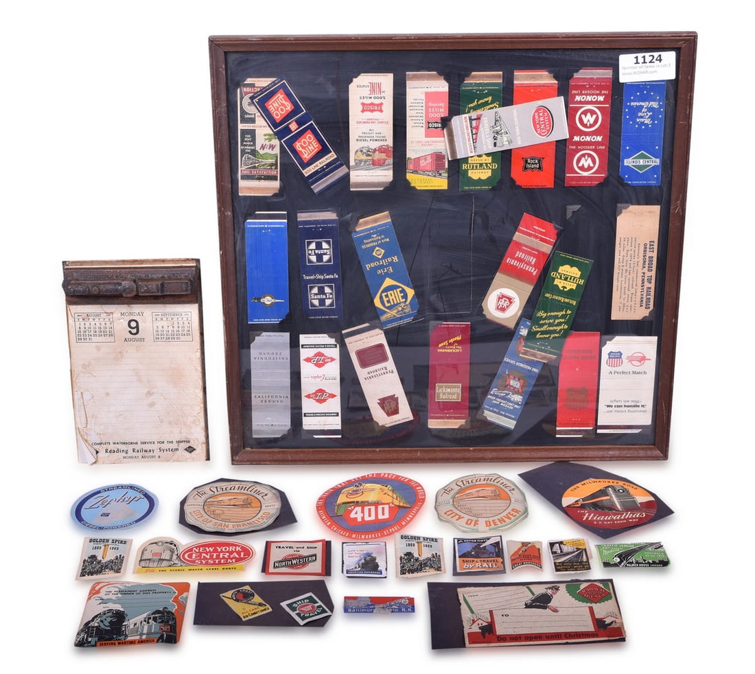 Reading Railroad T1 Desk Calendar, Match Book Cover and Luggage Sticker Collections (1 of 4)