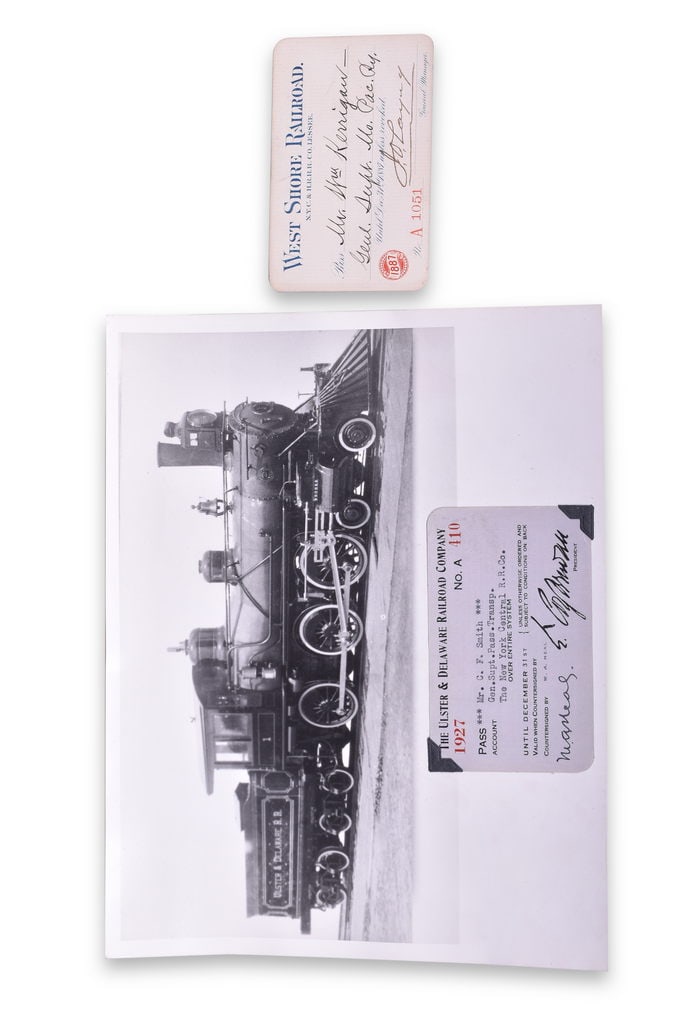 1887 West Shore Railroad Annual Pass and 1927 Ulster & Delaware Annual Pass w/ Locomotive Photograph (1 of 4)