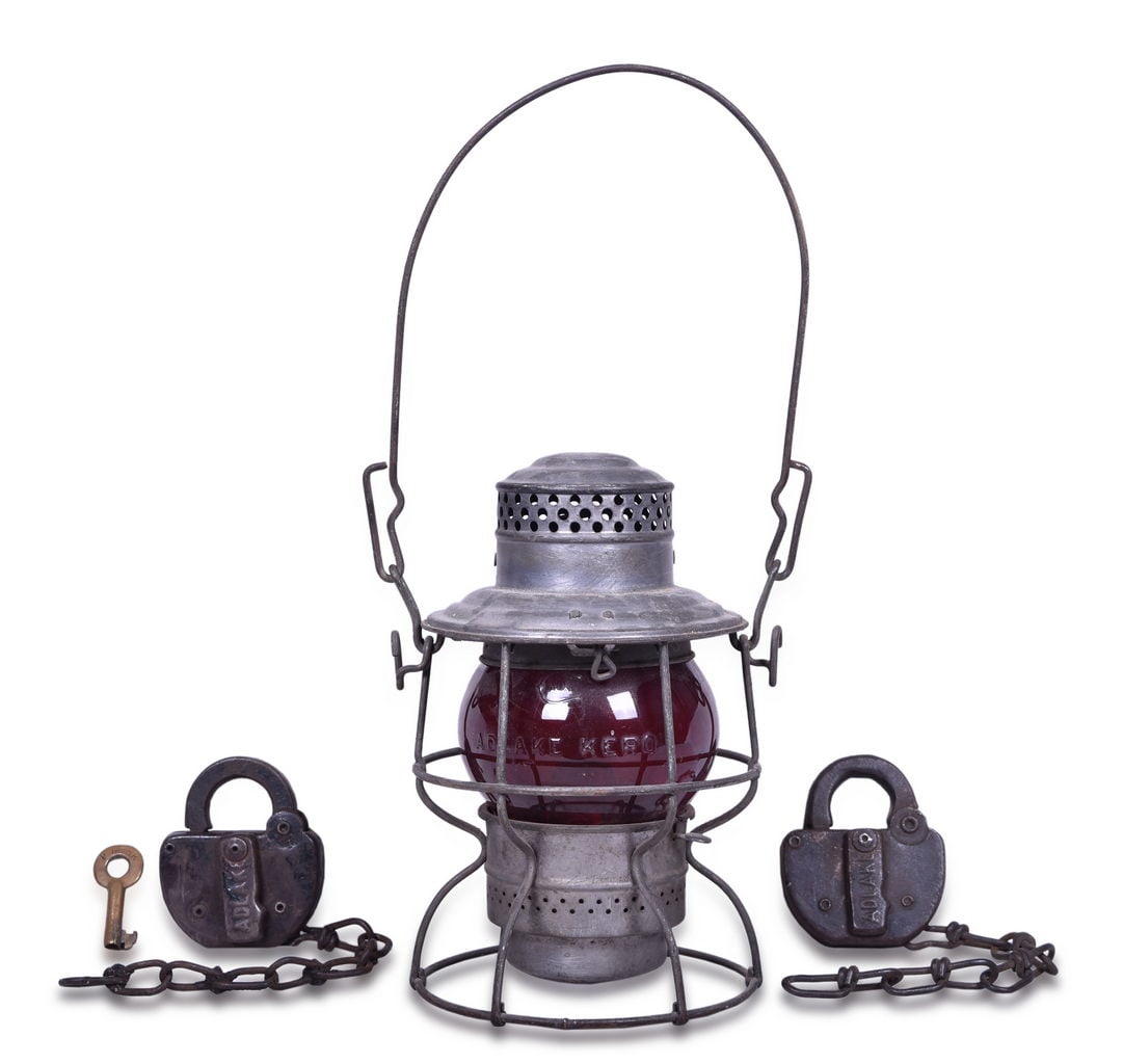 Group of Pere Marquette Railroad Items - Adams & Westlake Lantern w/ Short Red Globe, Adlake Switch (1 of 5)