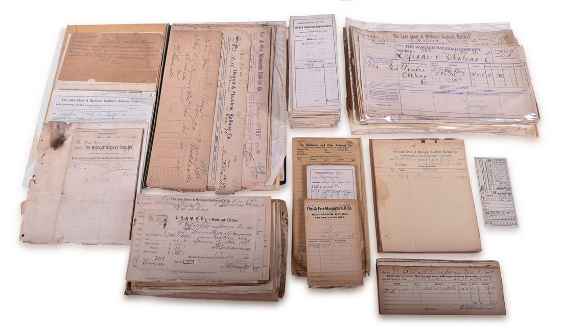 Large Group of Early Lake Shore & Michigan Southern Railroad Paper - 1894 to Early 1900s (1 of 2)
