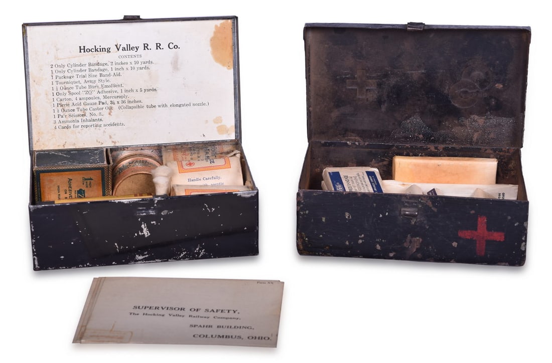 Hocking Valley Railroad and Chesapeake and Ohio Railroad First Aid Kits (1 of 2)