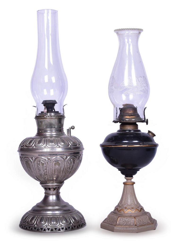 Pair of Railroad Kerosene Table Lamps Including B&H Lamp (1 of 3)