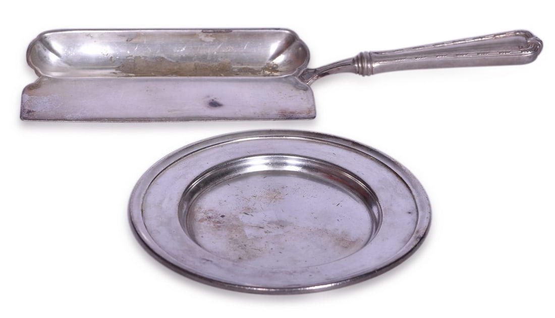 Kansas City Southern Railroad Silver Soldered Crumb Tray and Money Plate (1 of 2)