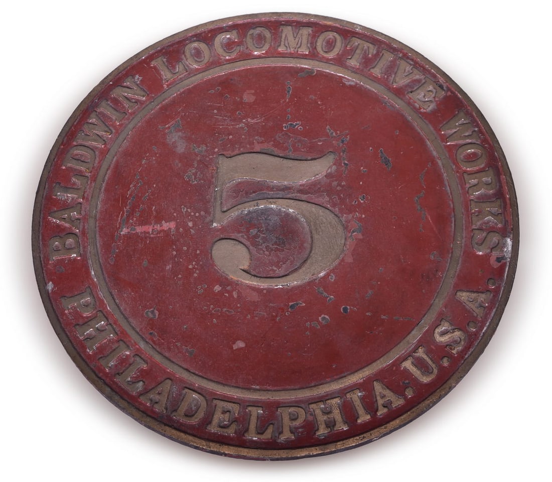 Baldwin Locomotive Works #5 Number Plate from Cuban 2-8-0 Steam locomotive (1 of 2)