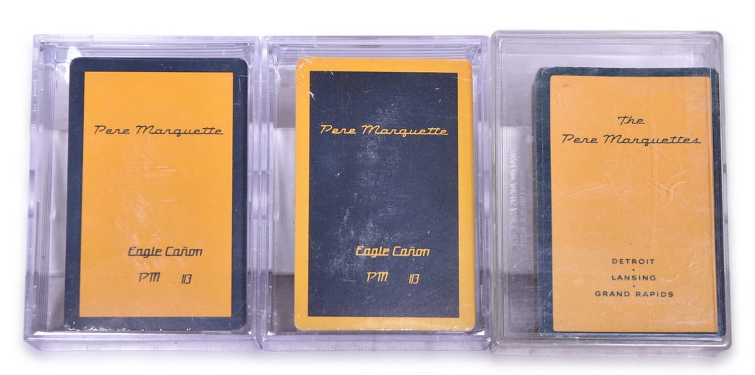 Three Pere Marquette Playing Card Decks - Logo and Eagle Canon Private Car Issue (1 of 2)