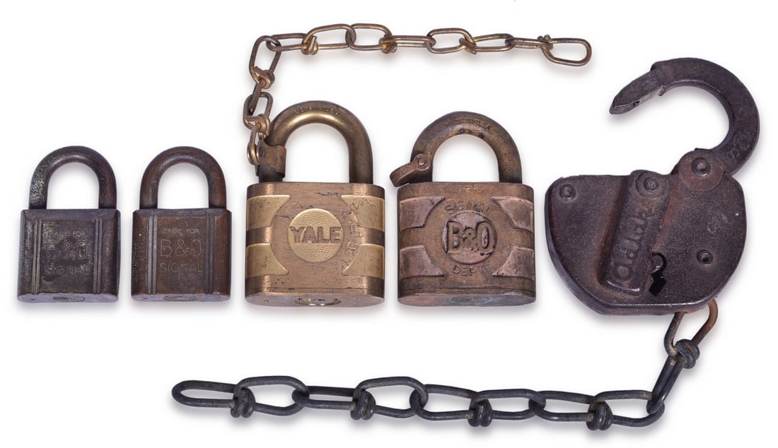 Five Baltimore and Ohio Railroad Locks - Yale Brass and Adlake (1 of 3)