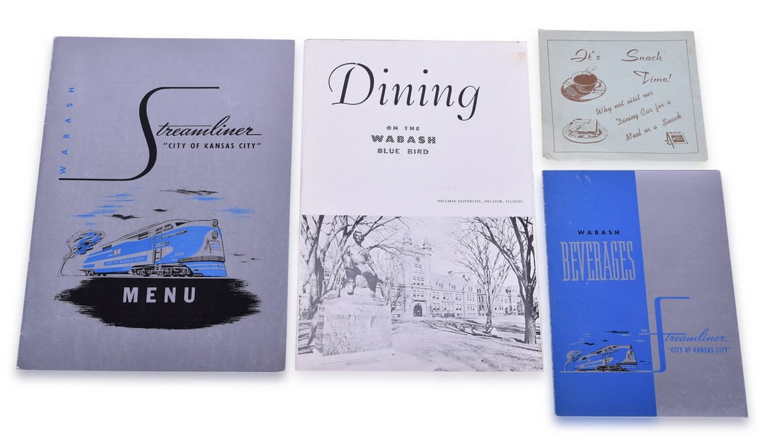 Three Wabash Railroad Dining Car Menus - 1963 Dining on the Wabash Blue Bird, Streamliner Beverage (1 of 2)