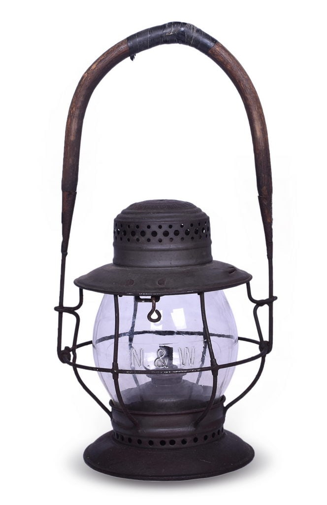 T.L. Moore Norfolk and Western Railway Bell Bottom Lantern w/ Clear Cast Globe (1 of 5)