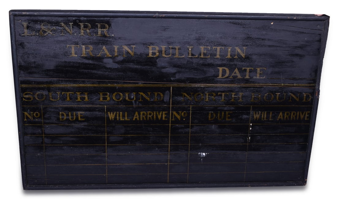 Louisville and Nashville Railroad Depot Wooden Train Schedule / Bulletin Board (1 of 3)