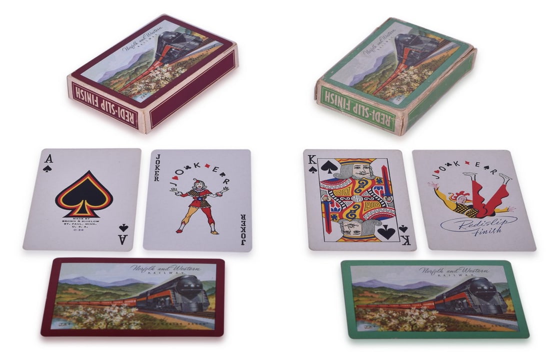 Norfolk & Western Railway Playing Card Decks - Route of The Pocahontas & Powhatan Arrow Red Border (1 of 2)