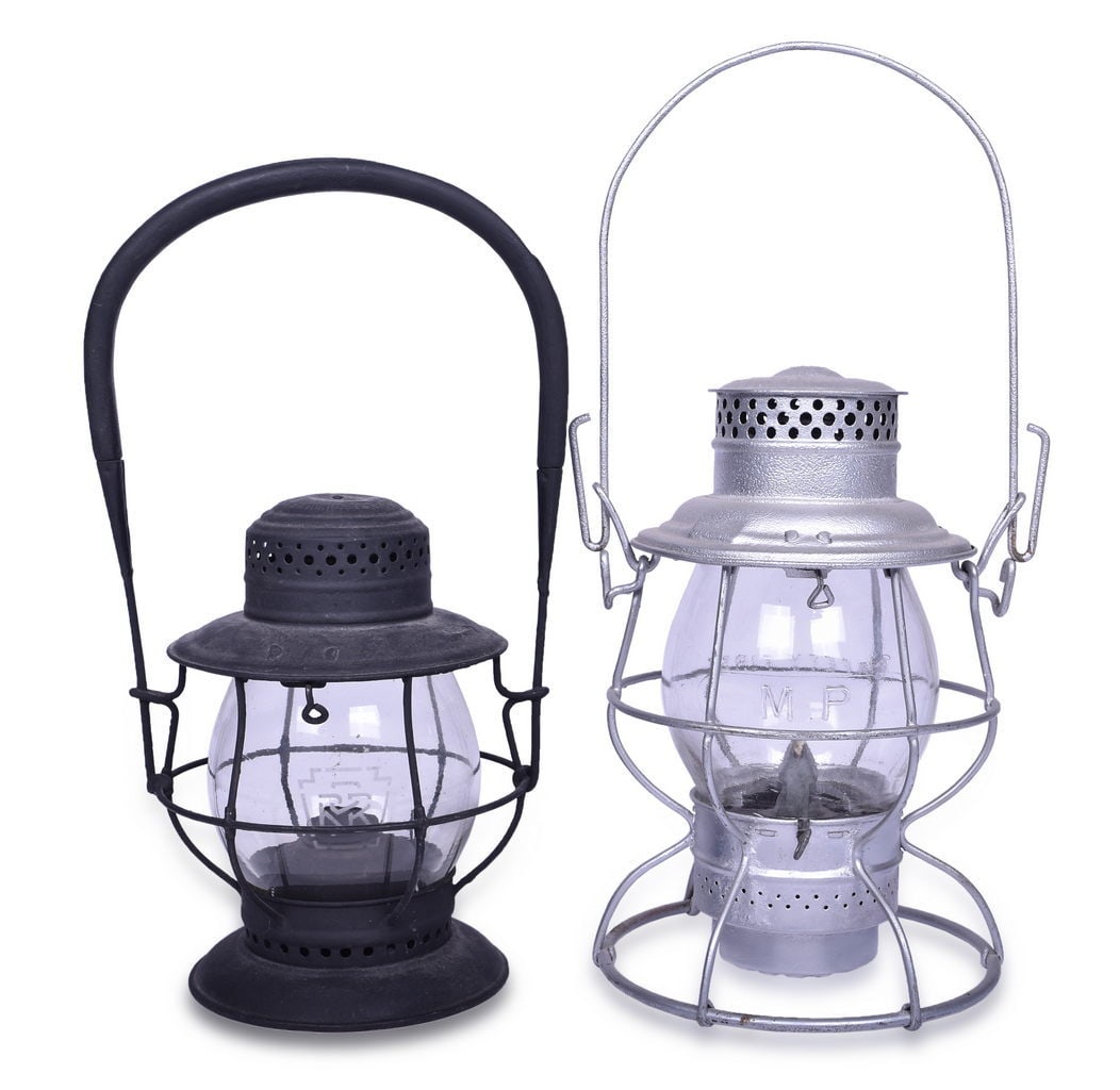 TL Moore and Adams & Westlake Pennsylvania Railroad Lanterns - One With Missouri Pacific Cast Globe (1 of 4)