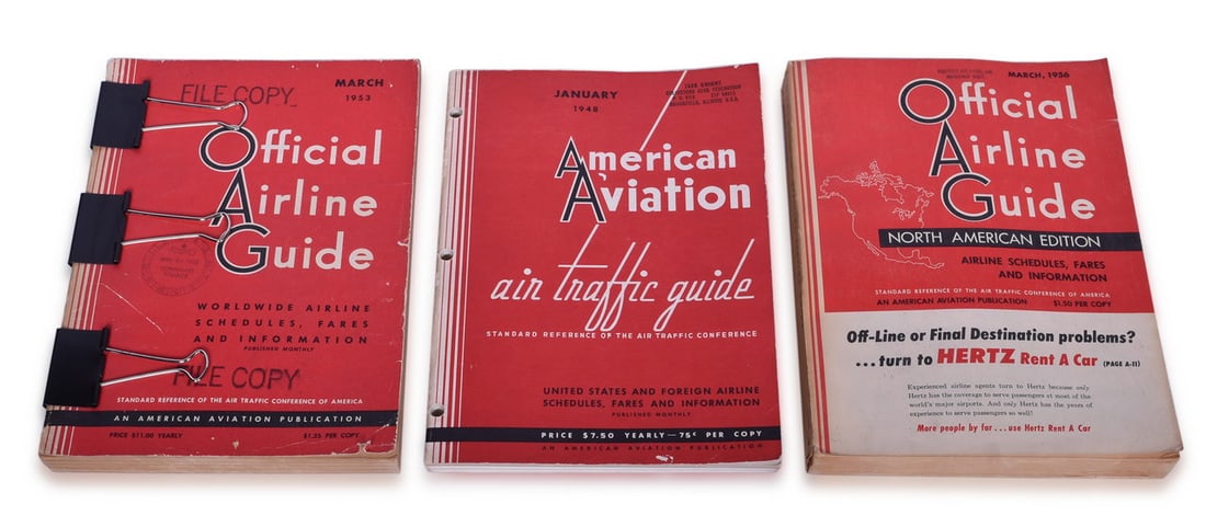 Three American Aviation Publications - 1953 and 1956 Official Airline Guides and 1948 Air Traffic (1 of 3)