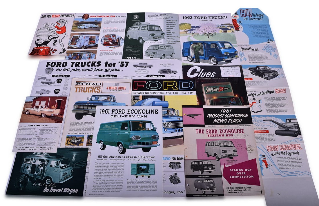 13 Pieces of Ford Truck and Van Literature 1957-1964 - Ranchero, F Series, Econoline, etc. (1 of 3)