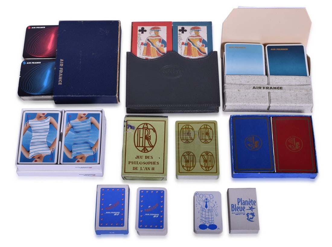Thirteen Air France Advertising Playing Card Decks - Jeu des Bonnets Phyrgiens, Concorde, Planete (1 of 3)