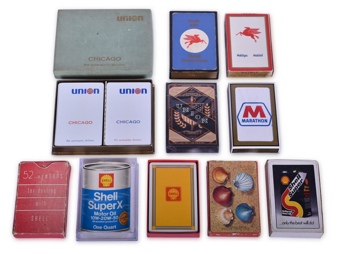 Eleven Oil and Gas Company Advertising Playing Card Decks - Shell, Mobil, Marathon, and Union 76 (1 of 3)
