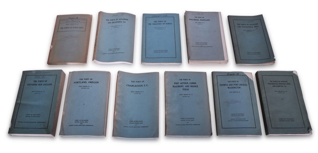 Eleven Port Series Books with Fold Out Maps - No. 9 Through No. 23 - Army Corps of Engineers (1 of 3)