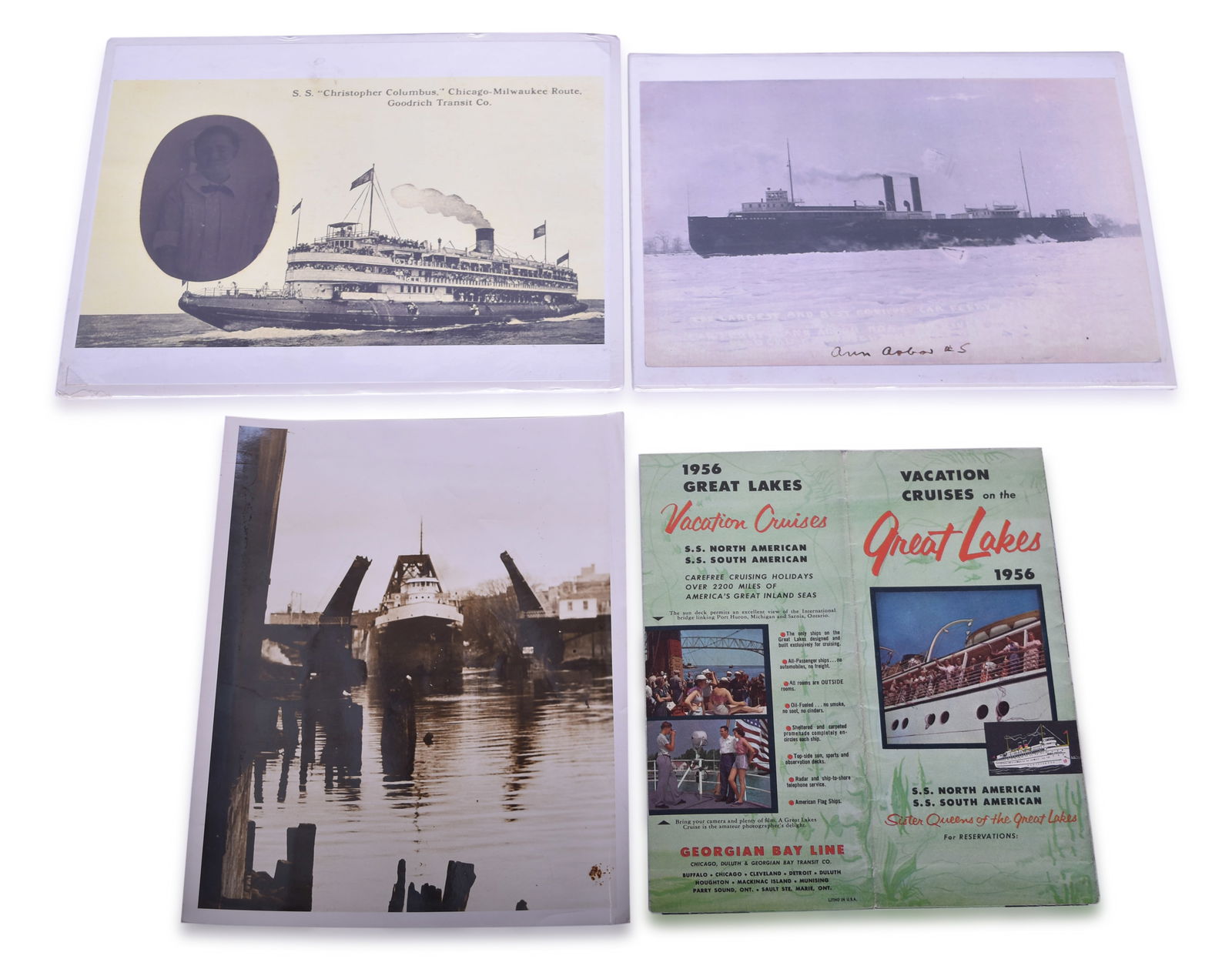 1956 Great Lakes Vacation Cruises Brochure and Three Steamship Photographs (1 of 3)
