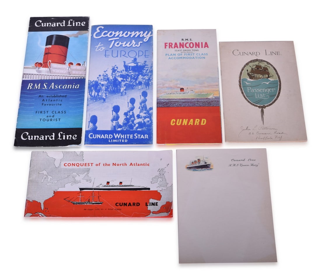 Six Cunard Line and White Star Steamship Paper Items - Travel Guides, Brochures, 1929 Passenger (1 of 3)