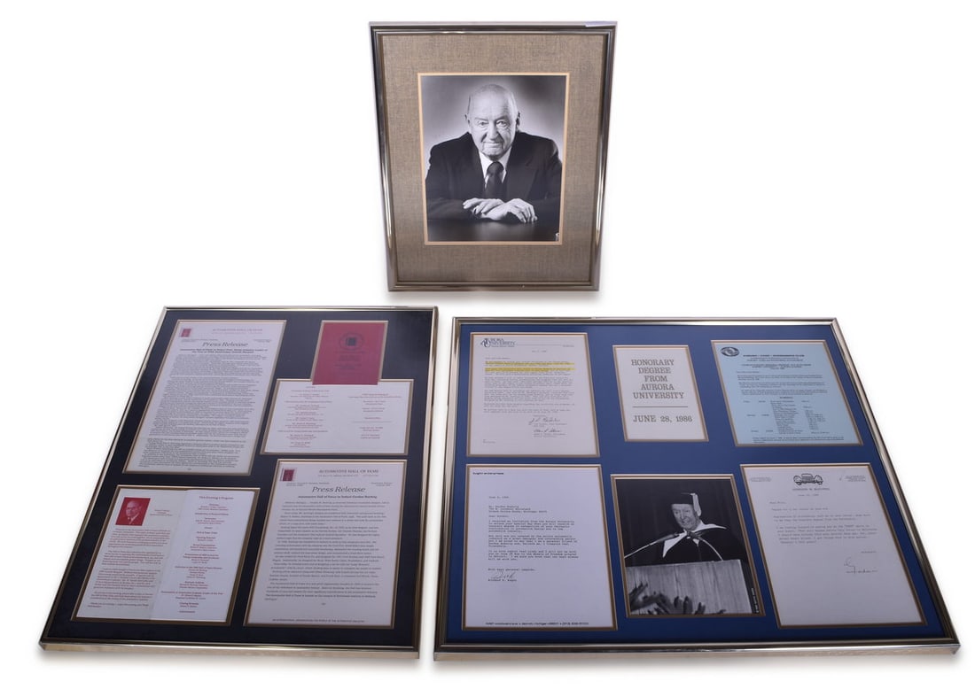 Gordon Buehrig Framed Ephemera - Honorary Degree, Automotive Hall of Fame Induction (1 of 4)