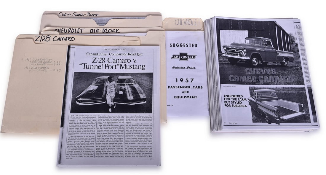 Chevrolet Research Folders - Z28 Camaro Chevelle, Nova, Corvette, Chevy II, and more (1 of 3)