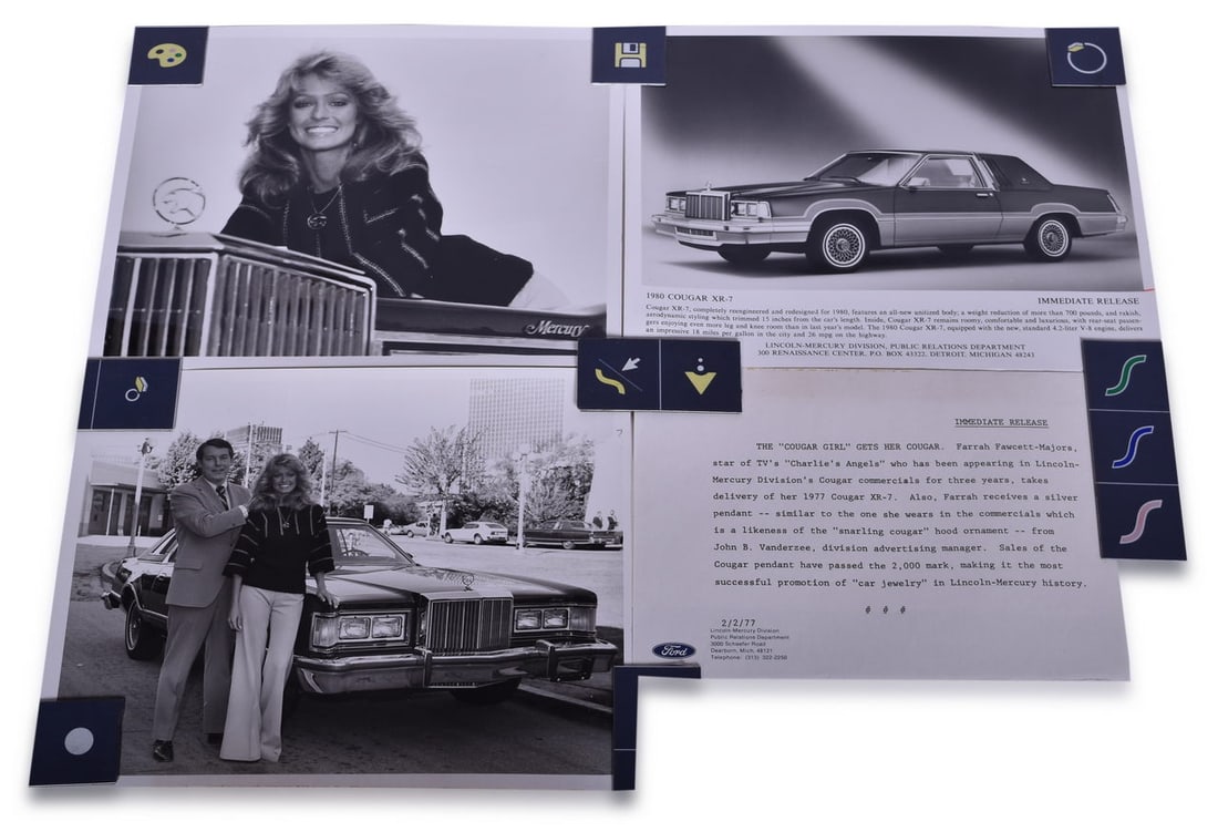 1977 Lincoln Mercury Cougar Press Photos Featuring Farrah Fawcett (1 of 2)