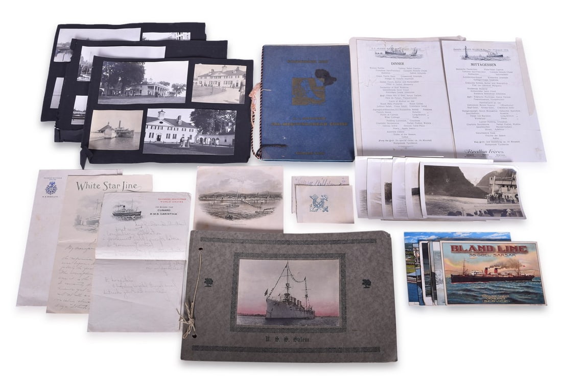 Collection of 1900s Nautical Steamship Photographs, Post Cards, Menu, Passenger List, and More (1 of 3)