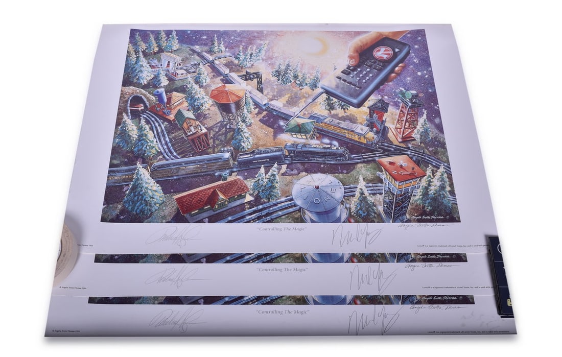 Three Signed Lionel Trains "Controlling the Magic" Prints - Musician Neil Young, Richard Kughn, (1 of 4)