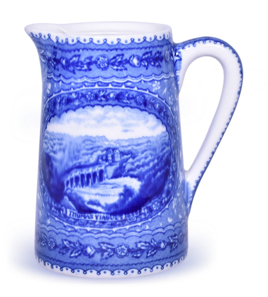 Baltimore and Ohio Railroad China Centenary Hot Water Pot: A 4 1/2" china hot water or beverage serving pot for the Baltimore & Ohio Railroad in the Centenary pattern, bottom stamped 1827-1927 Baltimore & Ohio Railroad Scammell's Lamberton China Design Patent