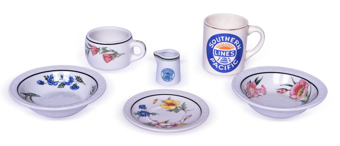 Southern Pacific Railroad Prairie Mountain Wildflowers Coffee Cup, Saucer, Bowls, Fantasy Creamer, (1 of 4)