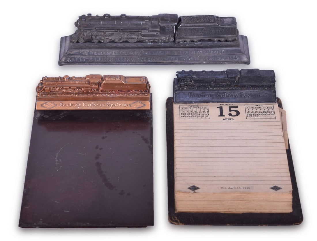 Group of Three Desk Calendars and Paper Weights - Reading and New York Central Railroad (1 of 2)