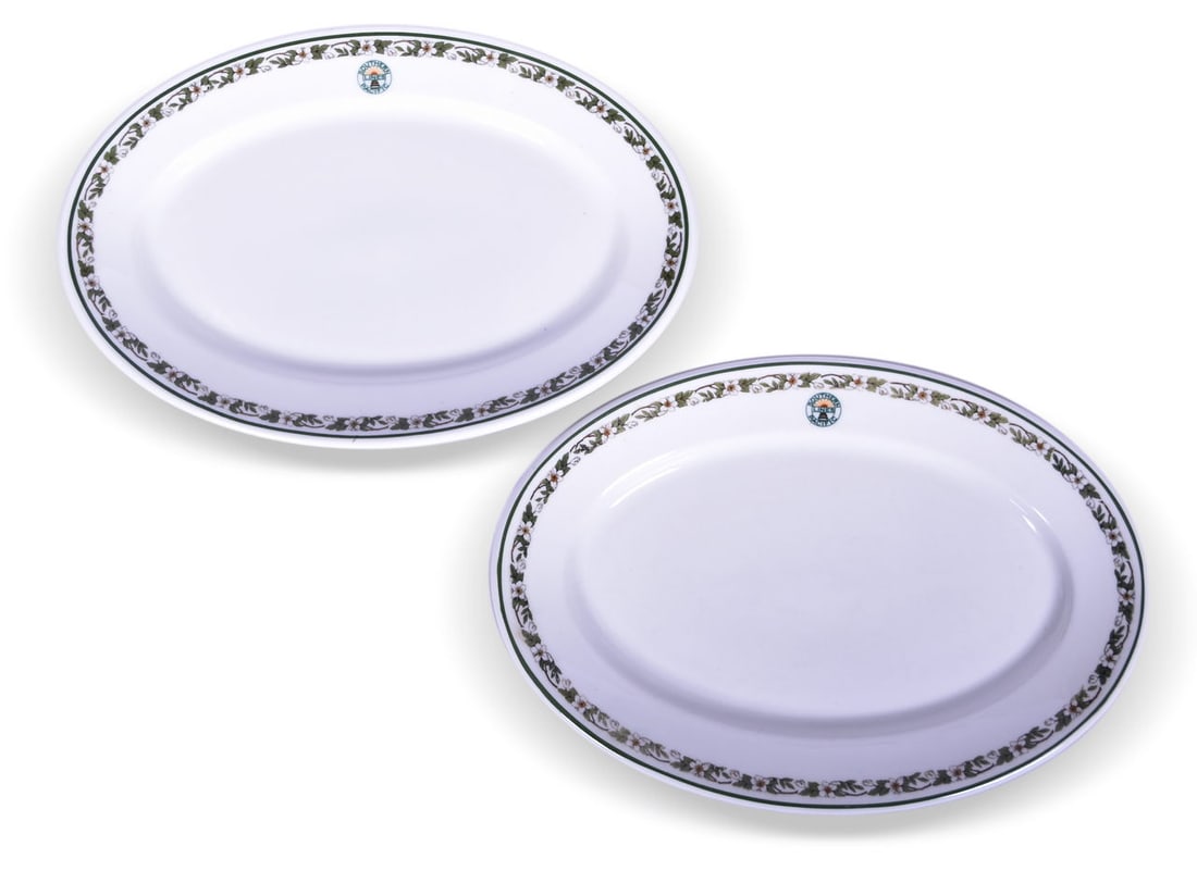 Pair of Southern Pacific Lines Railroad China Sunset Oval Platters 9 3/8" (1 of 4)