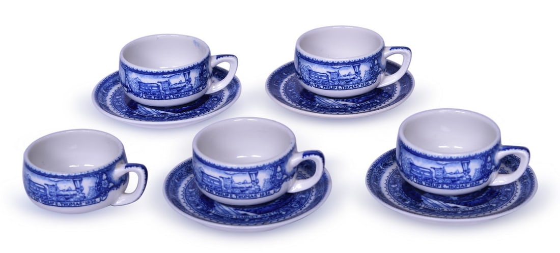 Nine Pieces of Baltimore & Ohio Railroad Centenary China - Demitasse Cups and Saucers (1 of 5)
