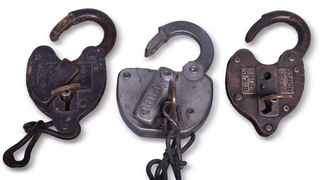 Three Baltimore and Ohio Railroad Locks and Keys - Adlake, Fraim, Slaymaker, and FS Hardware (1 of 3)