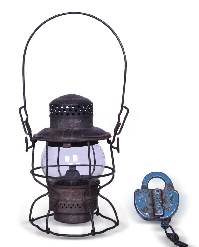 Elgin, Joliet & Eastern Railroad Adlake Kero Lantern and Belt Railway Adlake Steel Lock (1 of 5)