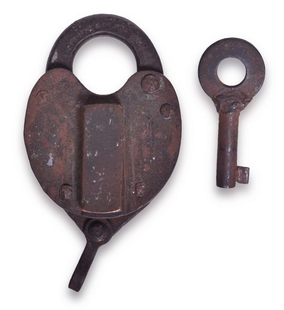 Boston and Maine Railroad Brass Heart Shaped Lock by Sherburn w/ Key (1 of 3)