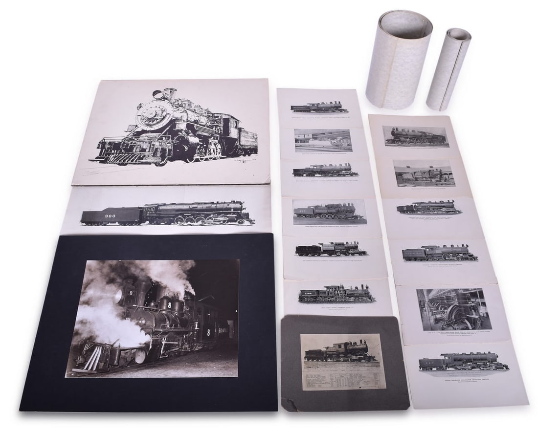 Group of Railroad Locomotive Drawings and Photographs - Camelback, Edaville, Kansas City (1 of 3)