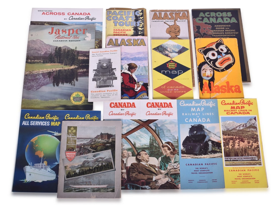 Group of Canadian Pacific and Canadian National Railroad Travel Brochures, Guides, and Maps (1 of 3)