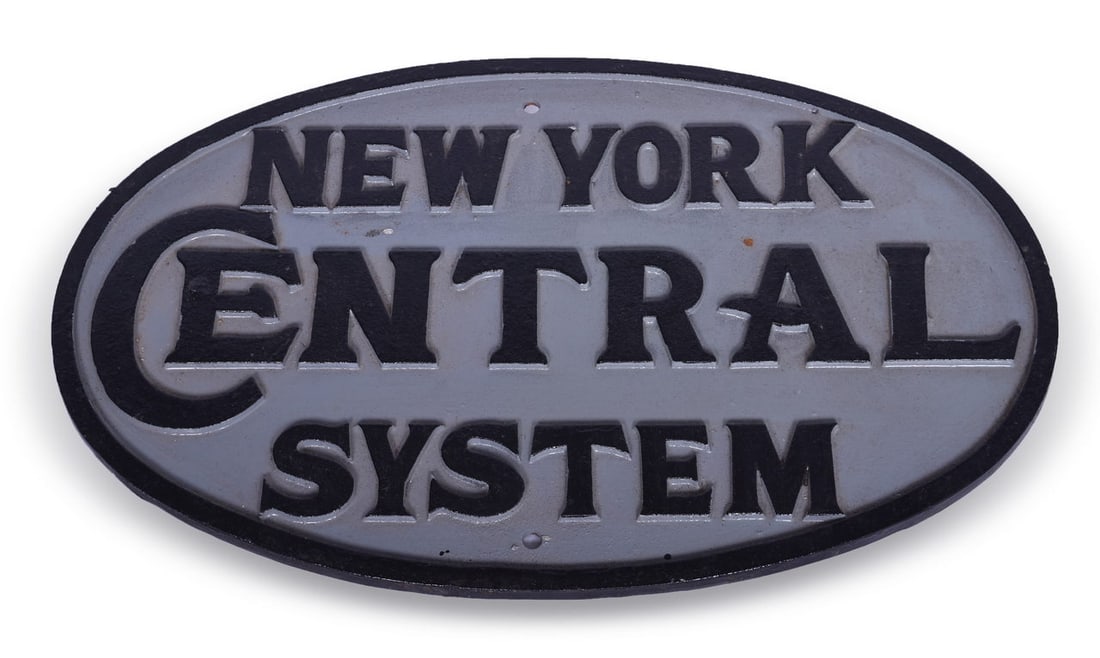 Cast Iron New York Central Railroad Oval Sign (1 of 2)