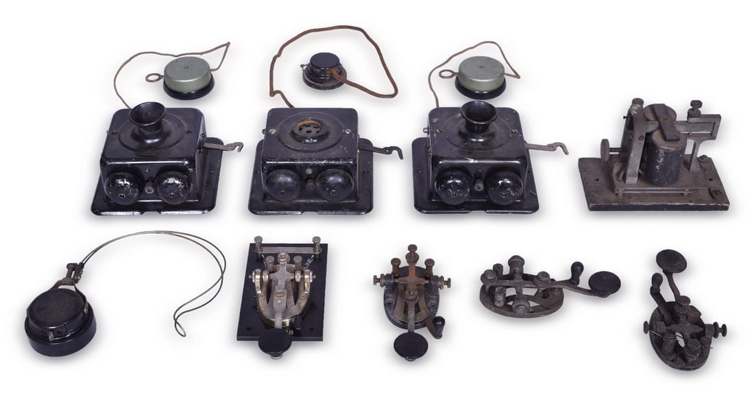 Four Telegraph Keys, Western Union Sounder, Three Connecticut Wall Box Receivers (1 of 3)