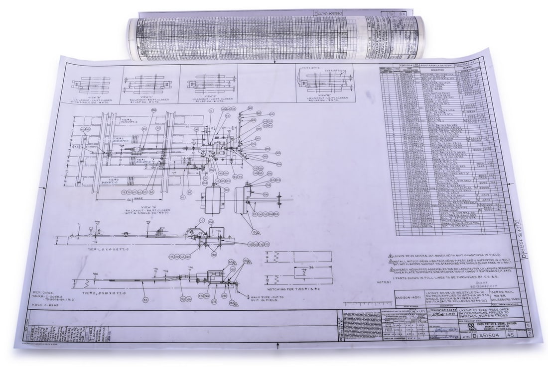 Four Original WABCO & Union Switch & Signal Electro-Pneumatic Switch Machine Diagrams (1 of 3)