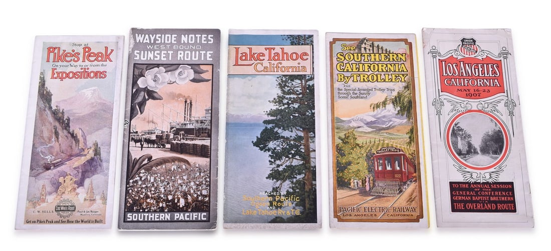 Five Western Railroad Travel Brochure Guides - Union Pacific, Southern Pacific, Cog Wheel Route, and (1 of 3)