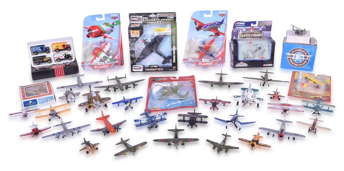 Thirty-Six Die Cast and Plastic Air Planes - Bachmann, Corgi, Matchbox, Disney Planes, Maisto, and (1 of 3)